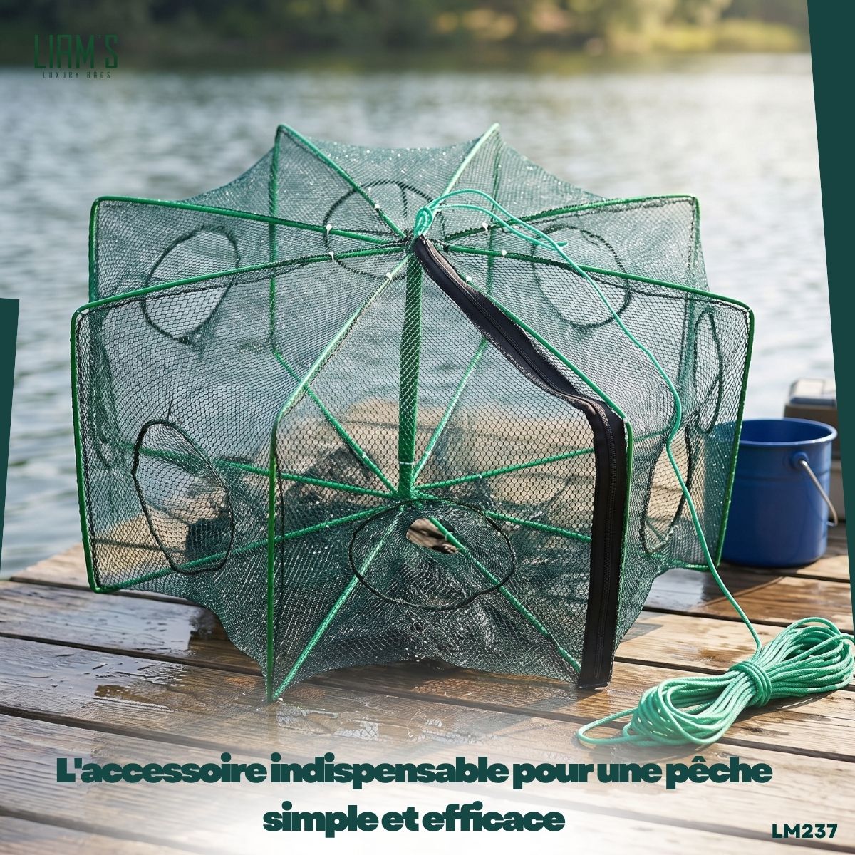 Filet de Pêche Pliable Automatique 8 Trous LM237