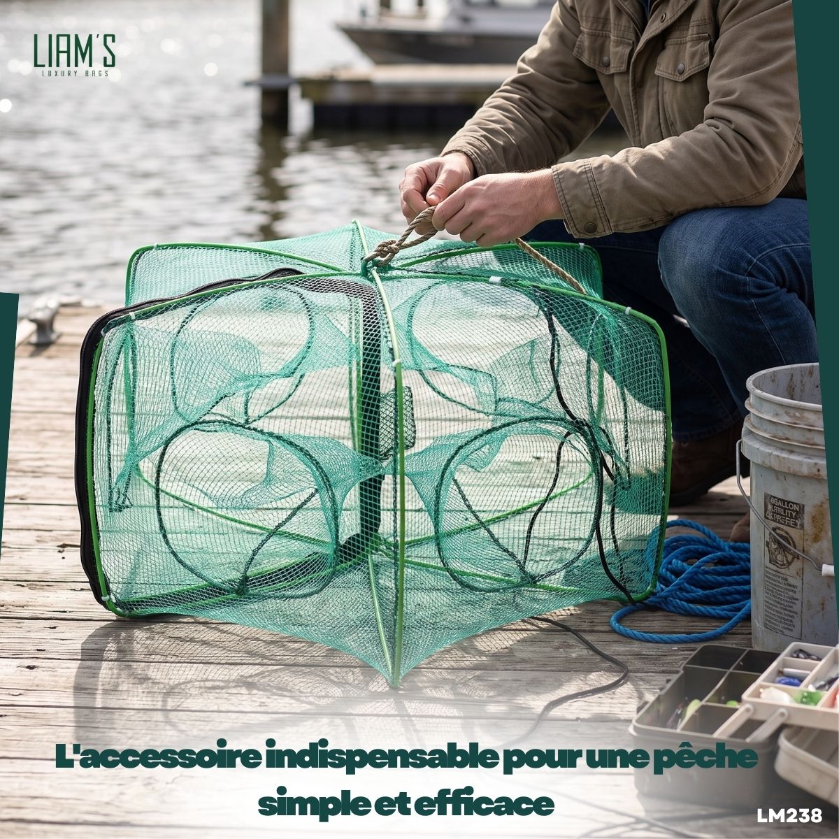 Filet de Pêche Pliable Automatique 6 Trous LM238