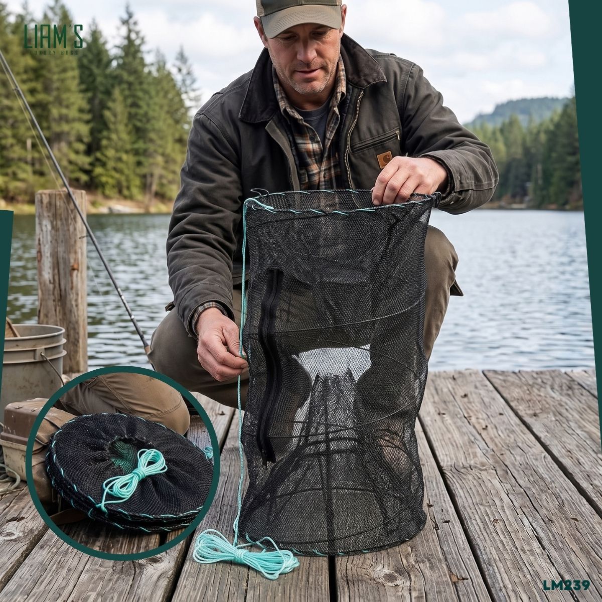 Piège de Pêche Pliable Cylindrique LM239 – Image 3